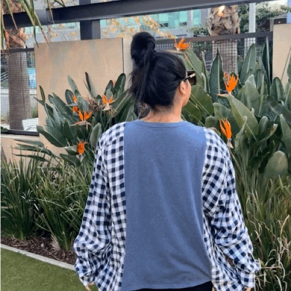 Los Angeles Rams long sleeve V-neck reworked flannel tee - Picture 3 of 5